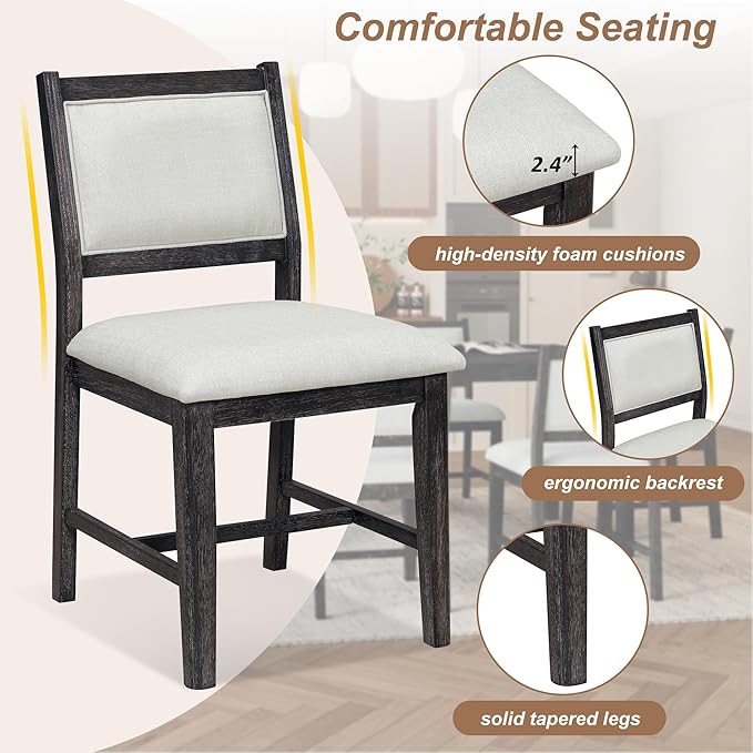 Merax 7 Pieces Retro Dining Set - Image 5