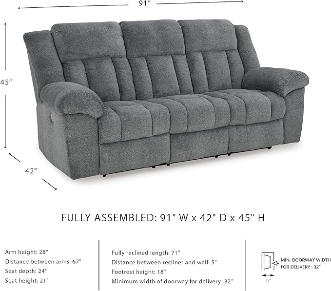 Signature Design by Ashley Tip-Off Modern Wall Hugger Power Reclining Sofa - Image 3