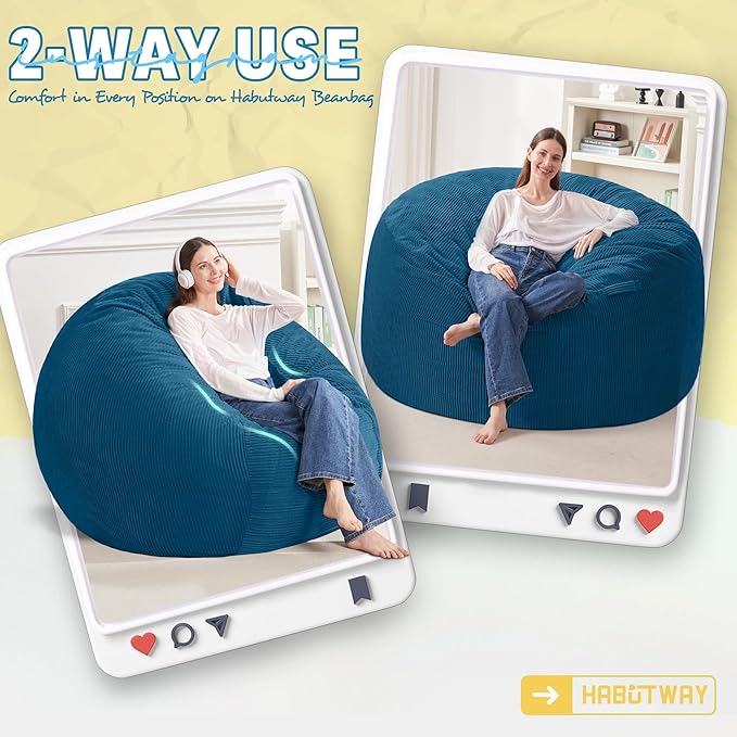 HABUTWAY 4FT Bean Bag Chair, Giant Bean Bag Chairs - Image 3