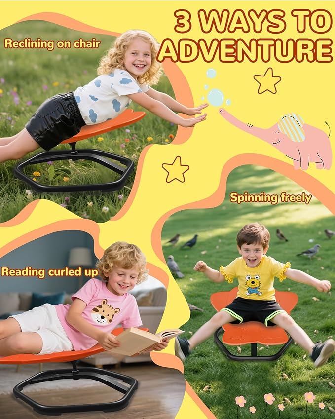 21" L × 19" W Spinning Chair for Autistic Kids, Sensory Toys for Kids - Image 6