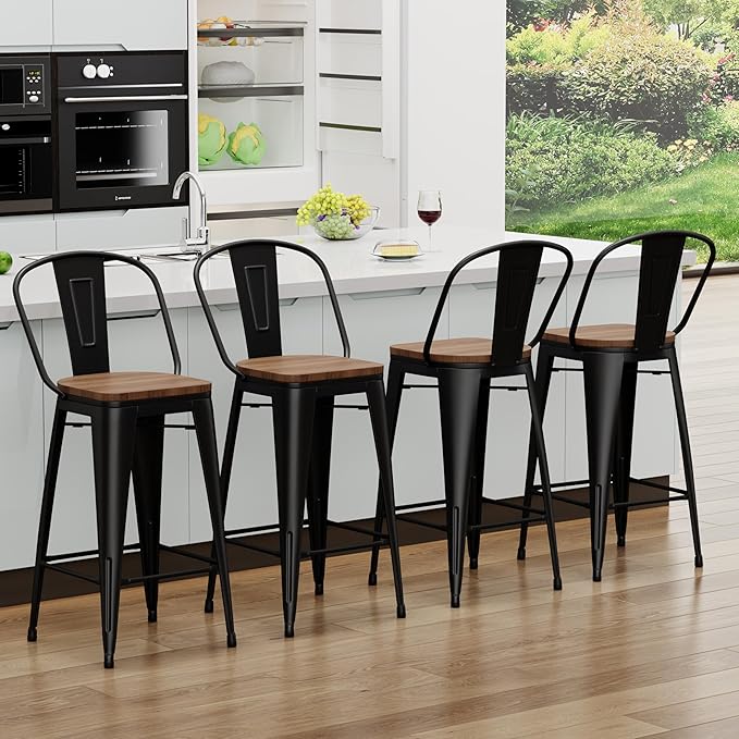 Yongqiang Barstools Set of 4 Counter Height Bar Stools - Image 3