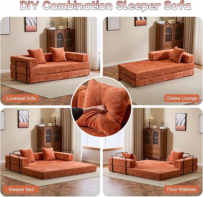 Convertible Sofa Bed, Compression Futon Sofa - Image 5