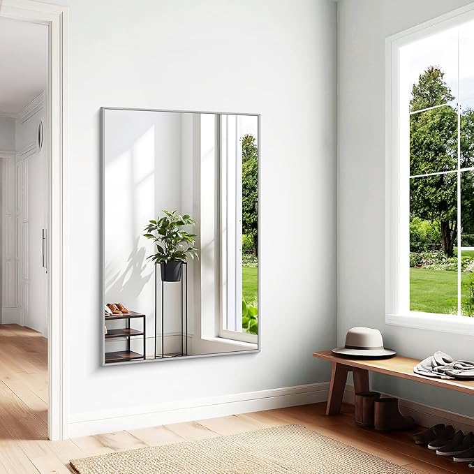 KOCUUY Large Silver Bathroom Mirror, 55x36 inch Rectangular Mirror - Image 4
