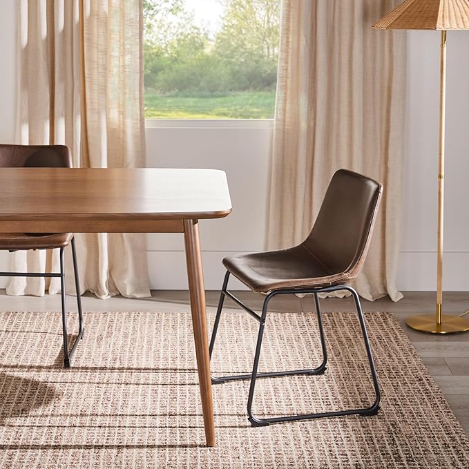 Walker Edison Mid-Century Modern Solid Wood Tapered-Leg Dining Table, 59 Inch - Image 7
