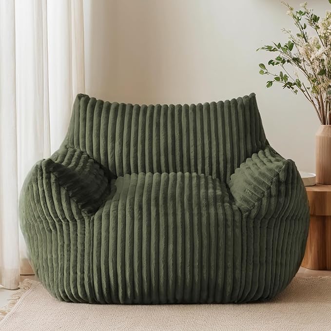 Oversized Bean Bag Chair for Adults, Giant Comfy Plush Boneless Bean Bag Couch by LivingGiving