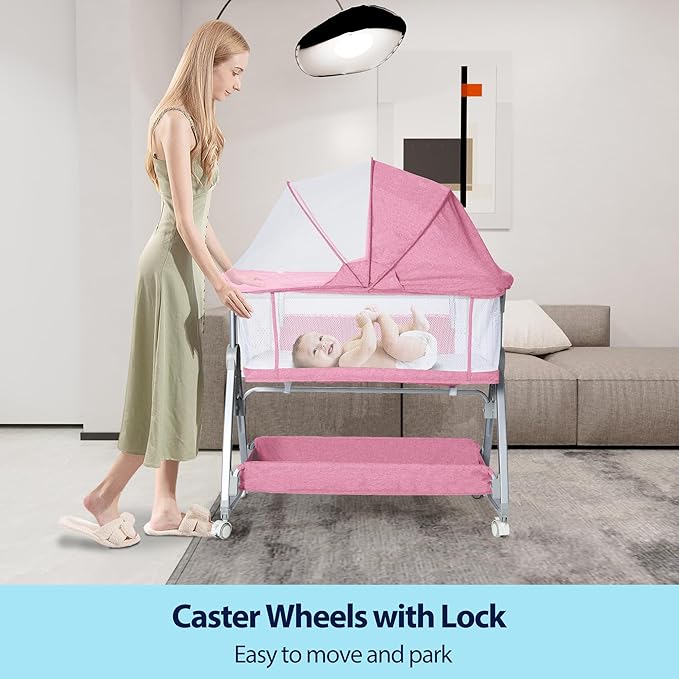 Baby Bassinet Bedside Sleeper, 3 in 1 Rocking Bassinet - Image 6