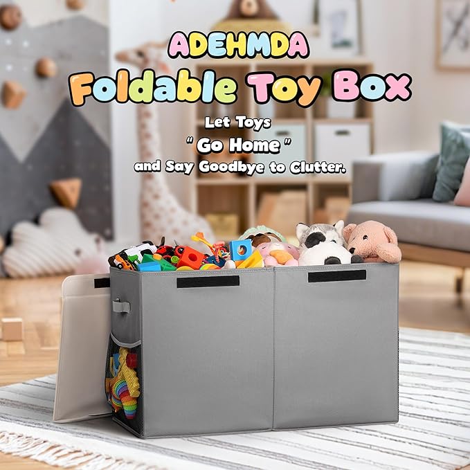 80L Large Toy Storage Box with Lid, Large Toy Box Chest - Image 2