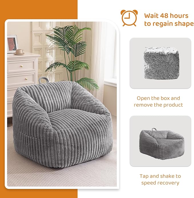 BYBYME Giant Bean Bag Chair for Adults and Kids, Large Comfy Cozy Beanbag - Image 7