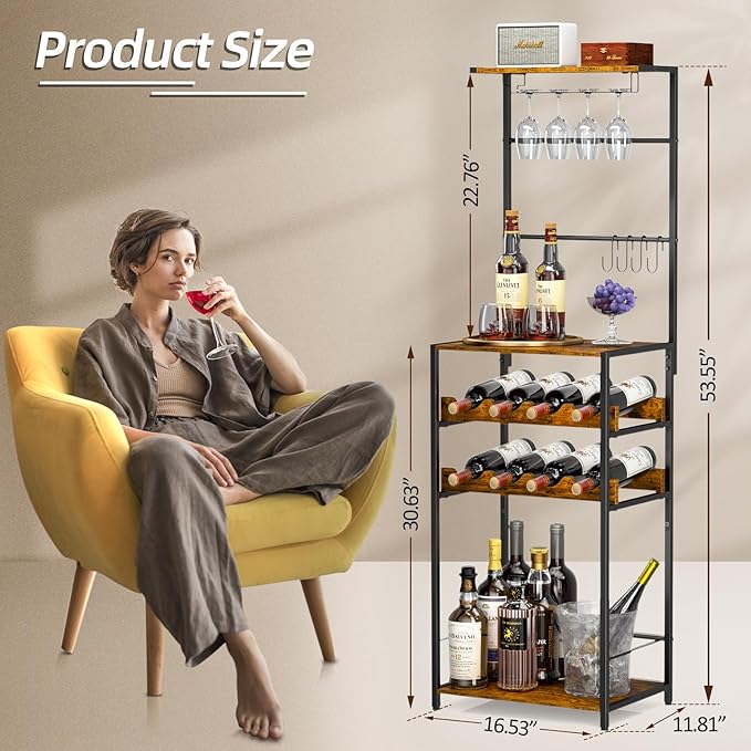 5-Tier Wine Rack Freestanding Floor, Liquor Bar Stand - Image 2