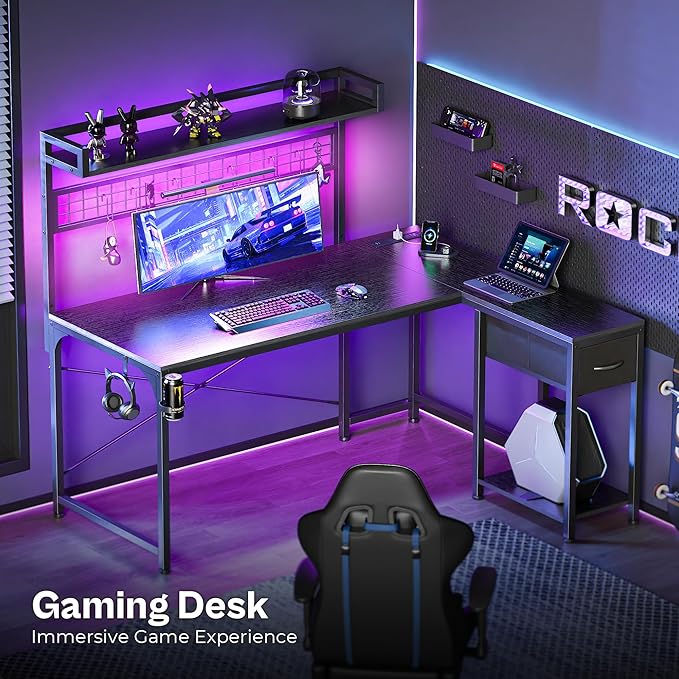 PRAISUN L Shaped Gaming Desk - Image 9