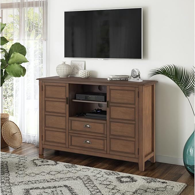 SIMPLIHOME Burlington SOLID WOOD 54 Inch Wide Transitional TV Media Stand in - Image 2