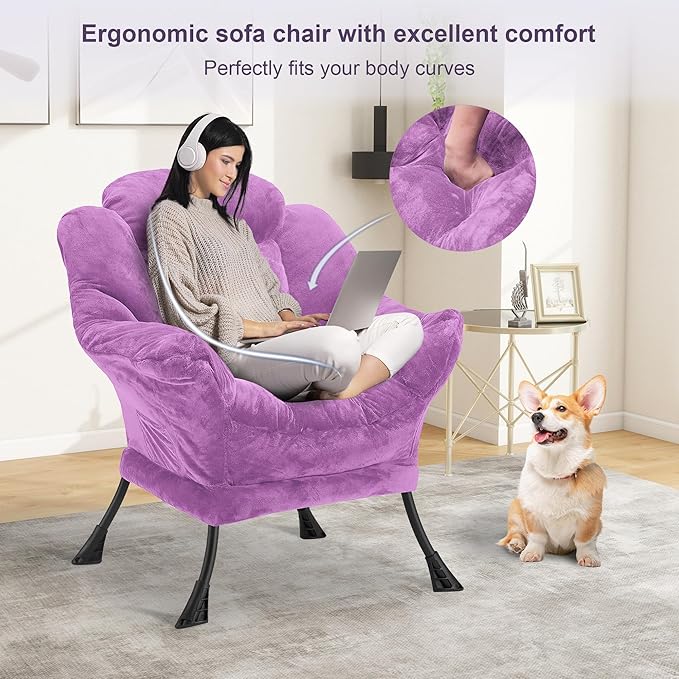 Fabric Lazy Chair for Adults, Oversized Upholstered Sofa Chair, Plush Comfy - Image 4