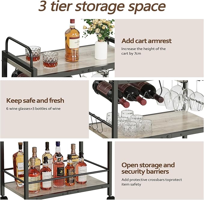 Home Bar Serving Cart, Serving Cart - Image 5