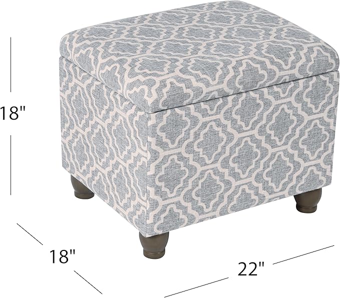 Home Decor | Upholstered MediumRectangular Storage Ottoman | Hinged Lid Ottoman - Image 3