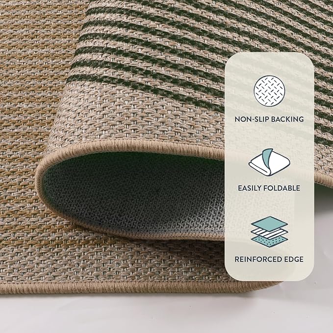 Lahome Modern Rainbow Easy Jute Rug, 8x10 Living Room Rug Indoor Outdoor Patio - Image 4