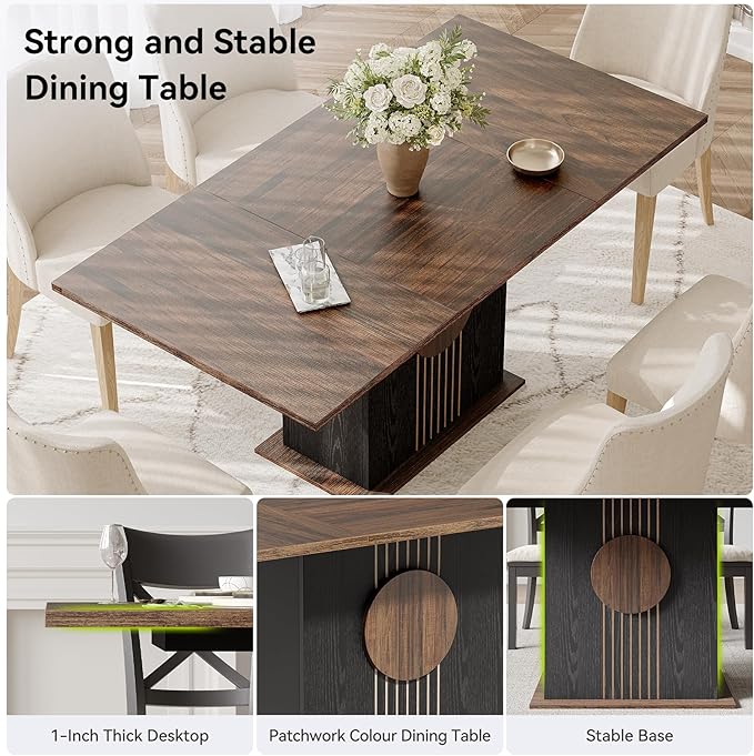 LITTLE TREE Rectangle Dining Table, Modern Kitchen Table Set - Image 7