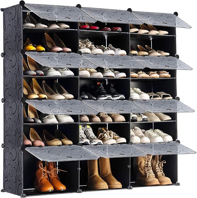Portable Shoe Rack Organizer, 48-Pair Tower Shelf Storage Cabinets, Plastic by YOUDENOVA