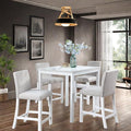 5PCS Modern White Counter Height Dining Table Set, Square Table by ChicFurnit