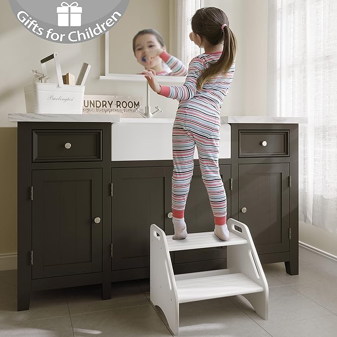 AMBIRD Wooden Two Step Stools Toddler - Image 7