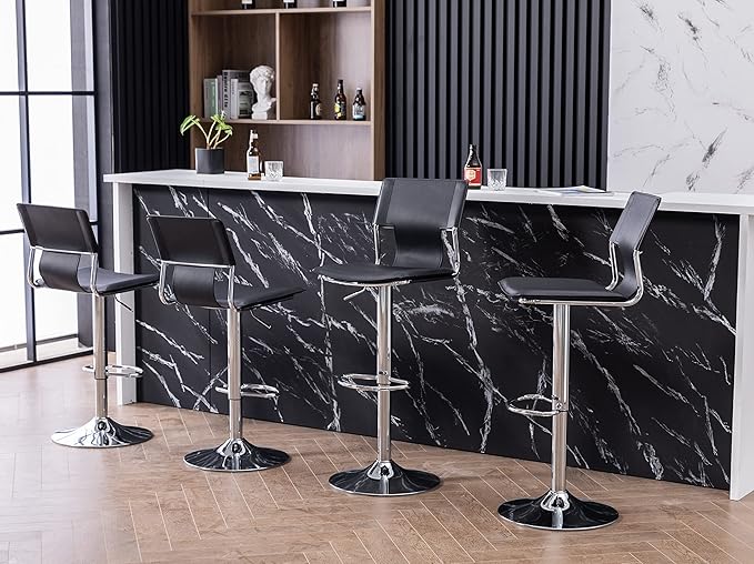 Sidanli Swivel Barstools Set of 2, Adjustable Barstools Set of 2，Faux Leather - Image 9