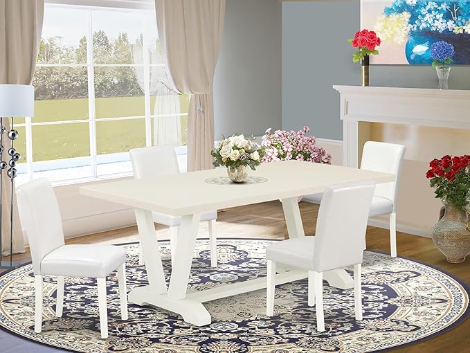 East West Furniture V027AB264-5 5 Piece Dinette Set Includes a Rectangle Dining - Image 2