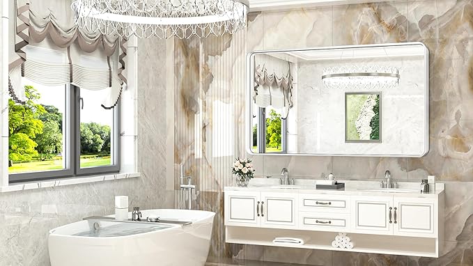 TokeShimi 55 x 30 Inch Brushed Silver Mirror Wall Mirror - Image 2