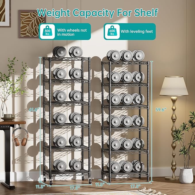 SINGAYE 6 Shelf Storage Wire Shelves Closet Bathroom Organizers Metal Pantry - Image 7