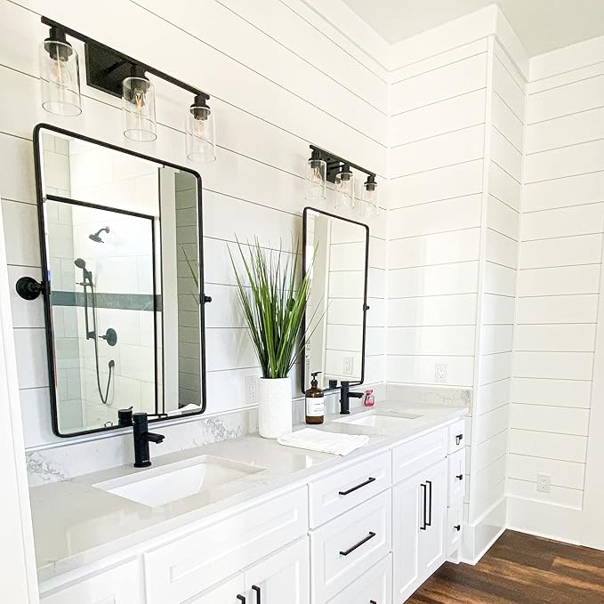 TEHOME Matt Black Pivot Rectangle Bathroom Vanity Mirrror Farmhouse Tiltable - Image 6