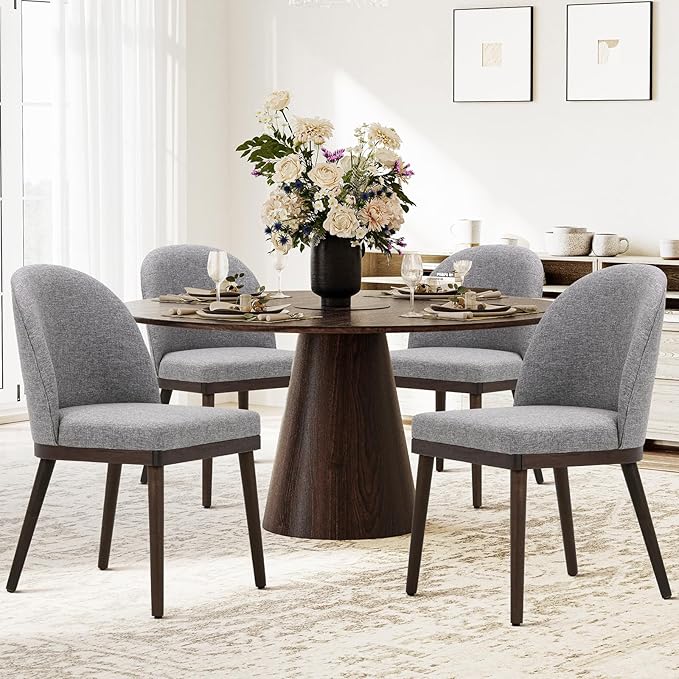 COLAMY Upholstered Dining Chairs Set of 4, Wooden Kitchen Chairs - Image 3