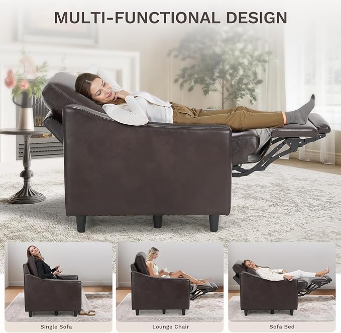 COLAMY Pushback Electric Recliner Chair, Premium Leather Upholstery - Image 4