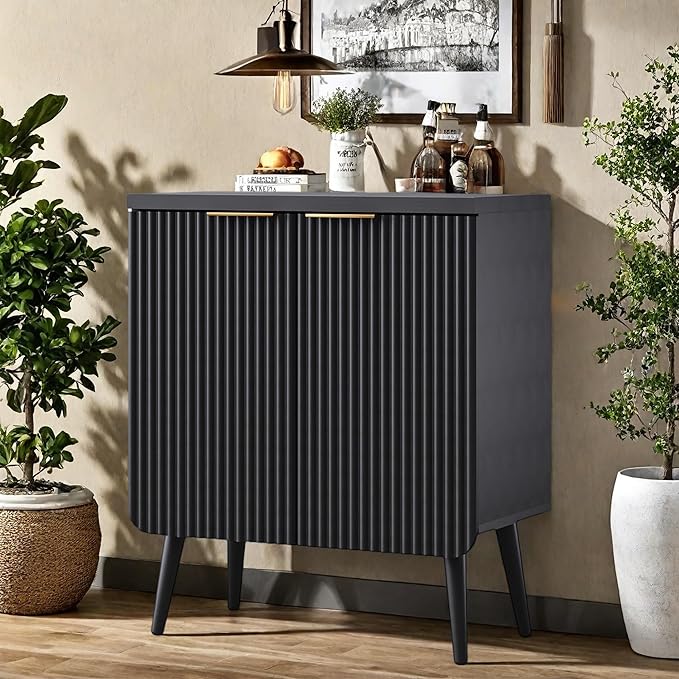 Buffet Cabinet, Sideboard Fluted Cabinet Modern Kitchen Buffet Storage Cabinets - Image 4