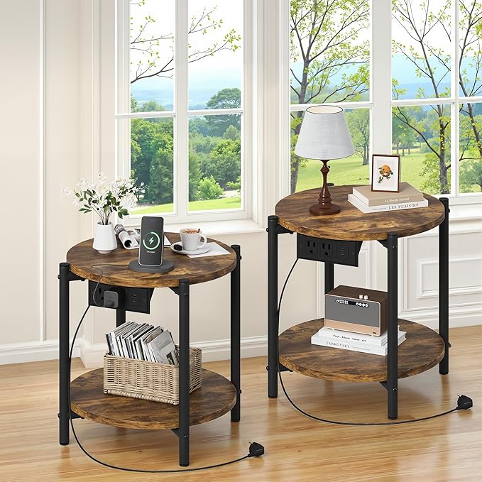 LIKIMIO Small Round End Tables Set of 2 - Image 9
