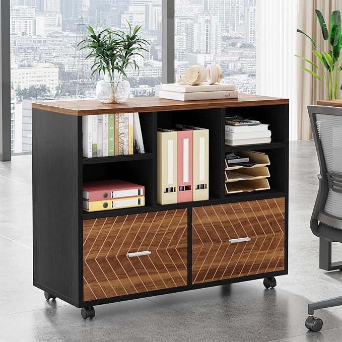 Tribesigns 2-Drawer Wood File Cabinet, Mobile Lateral Filing Cabinet - Image 3