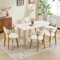 Furniliving Wooden Dining Chairs Set of 6, Mid-Century Modern Linen Upholstered by FurnilivingFurnitureforHome