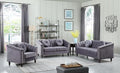 Sectional Sofa Set, Microfiber Chesterfield Upholstered Sofas Loveseat Couch by Unknown