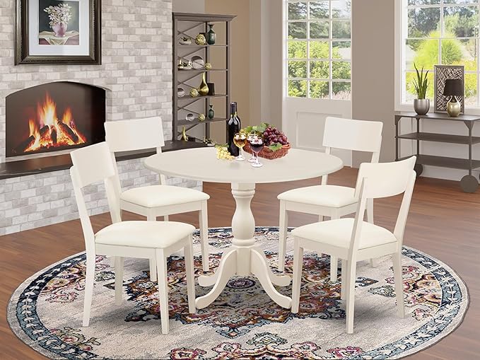 East West Furniture DMAD5-LWH-LC 5 Piece Dining Table Set - Image 2