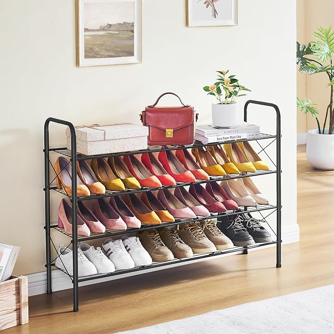 Hoctieon 4 Tier Mesh Style Shoe Rack, Entryway Shoe Shelf, Shoe Storage - Image 2