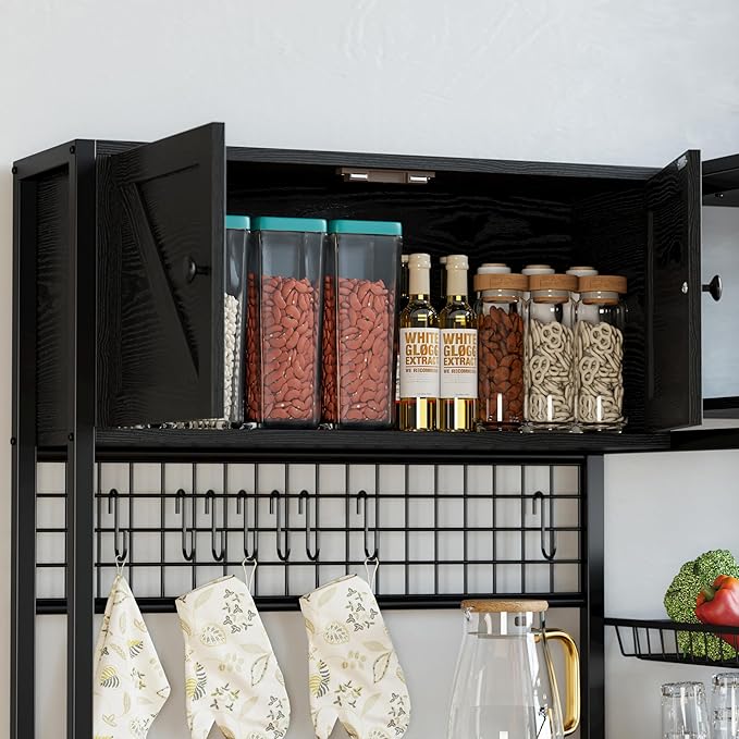 IRONCK Bakers Rack with 2 Storage Cabinets and Power Outlet, 45.3 Inch - Image 5