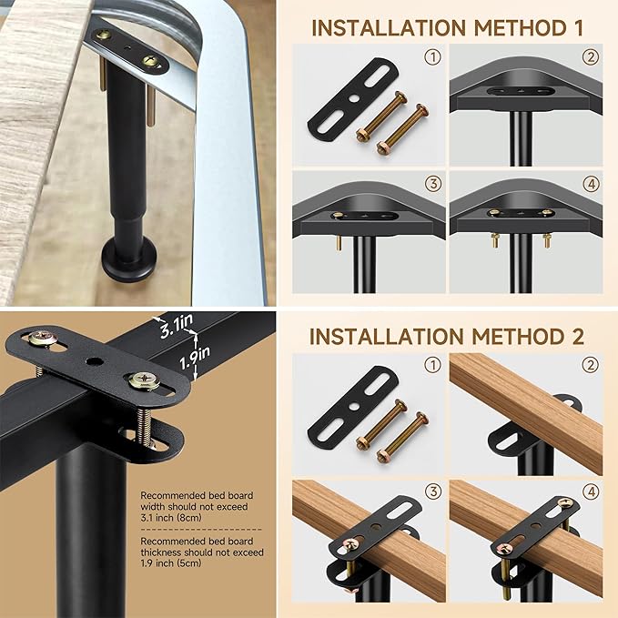 2 Pcs Adjustable Bed Frame Center Support Legs, Heavy Duty Cold Rolled Steel - Image 8