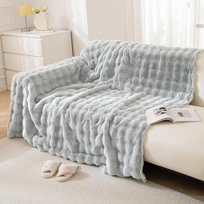 VM VOUGEMARKET Thick Faux Rabbit Fur Couch Cover 1-Piece Non-Slip Warm Soft - Image 6