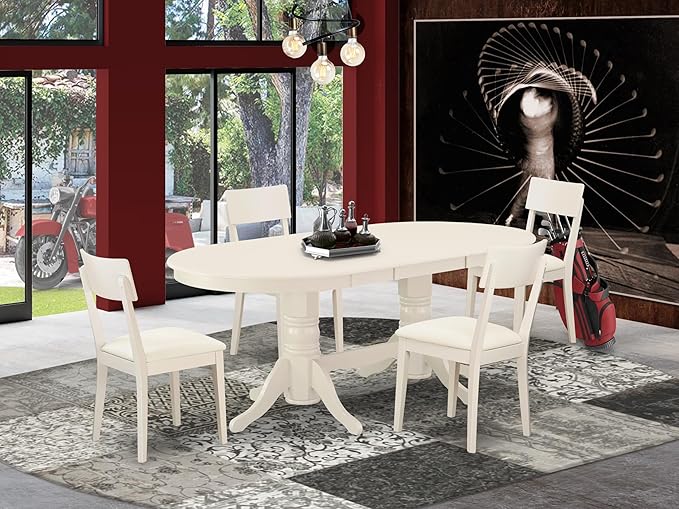 East West Furniture VAAD5-LWH-LC 5 Piece Dining Room Furniture Set Includes an - Image 2