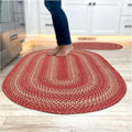 Homespice 20x30” Red Oval Braided Rug. Apple Pie Red Jute Oval Rug. Uses- by Homespice