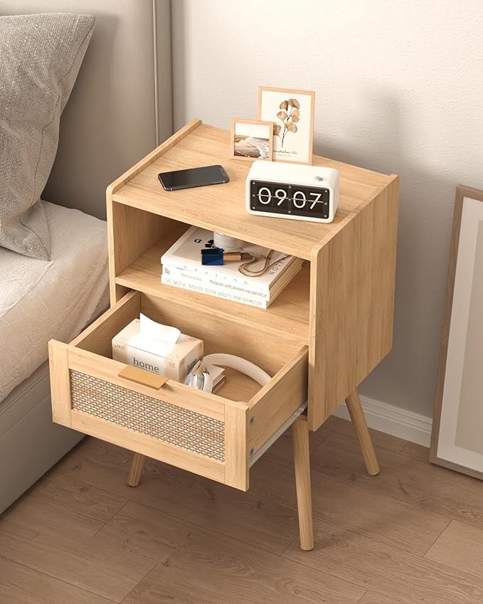 Rattan Nightstand, Modern Bedside Table - Image 5