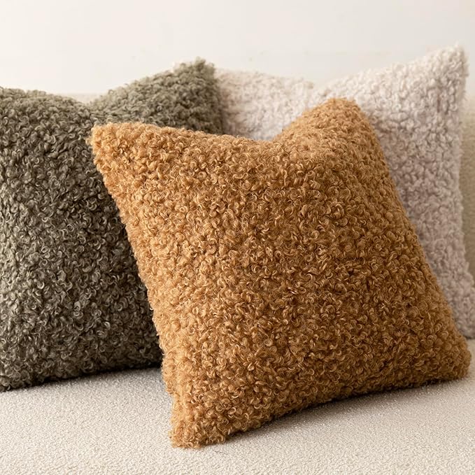 Foindtower 2 Pieces 24x24 Inch Sage Green, Faux Fur Throw Pillow Cover Accent - Image 4