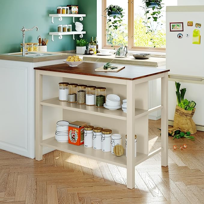 Ball & Cast 45" Solid Wood Rustic Stationary Kitchen Island, by BallCast