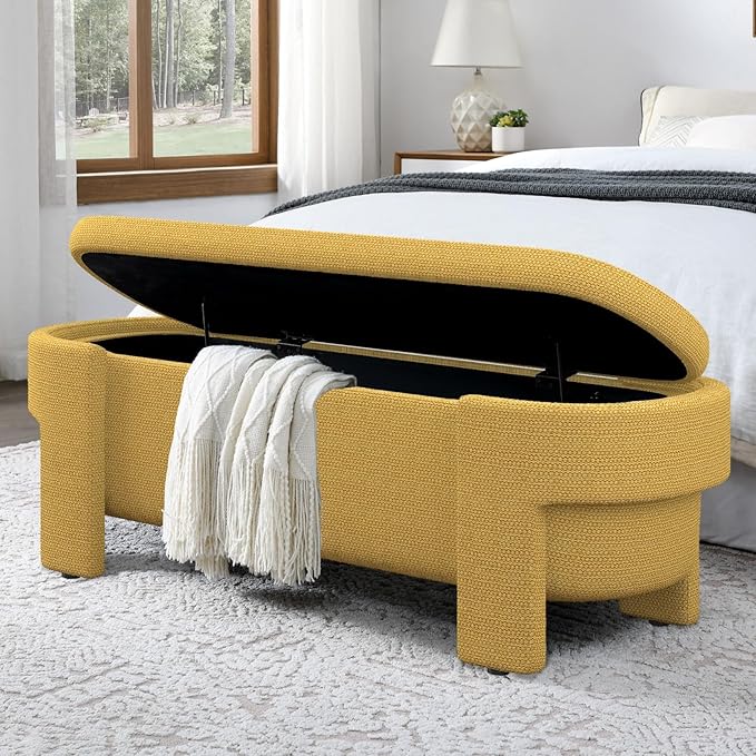 KEIKI 51" Linen Ottoman Bench - Image 5