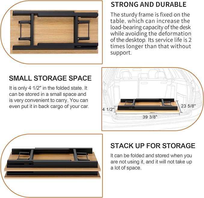 Need Folding Desk for Home Office 39-3/8'' Length Modern Folding Table Computer - Image 7