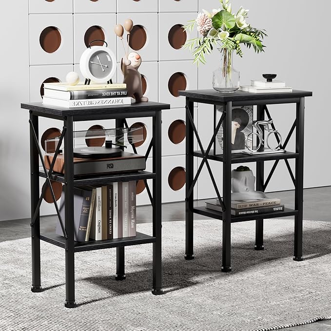 VECELO Modern Nightstands X-Design Side End Table Night Stand - Image 8