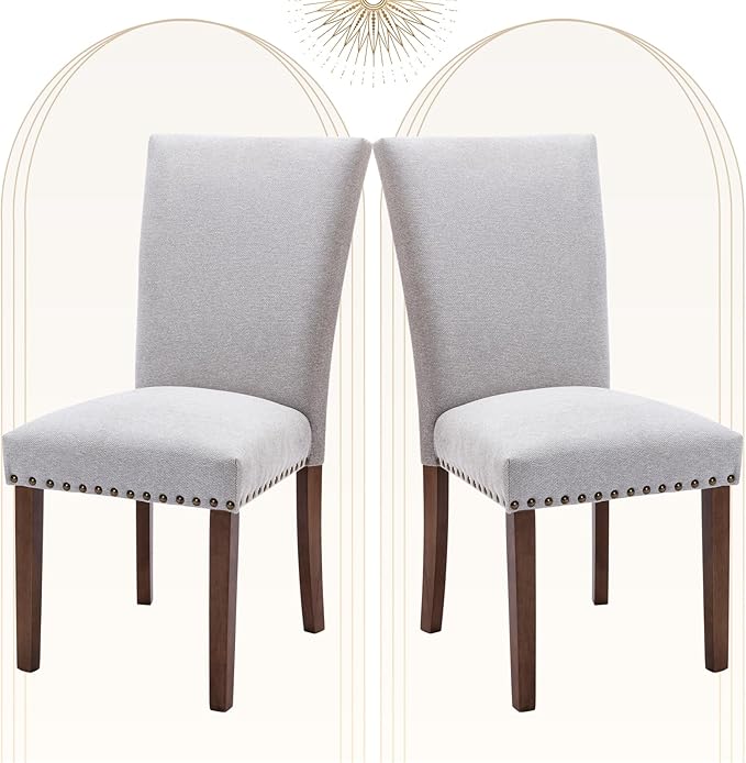 COLAMY Upholstered Parsons Dining Chairs Set of 2, Fabric Dining Room Kitchen by COLAMYINC