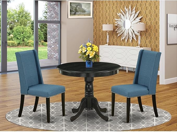 East West Furniture ANFL3-ABK-21 3 Piece Modern Dining Table Set Contains a - Image 6